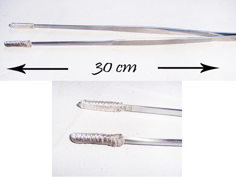 (2) Big tweezer stainless steel 30cm (encased) (2) Big tweezer stainless steel 30cm (encased)